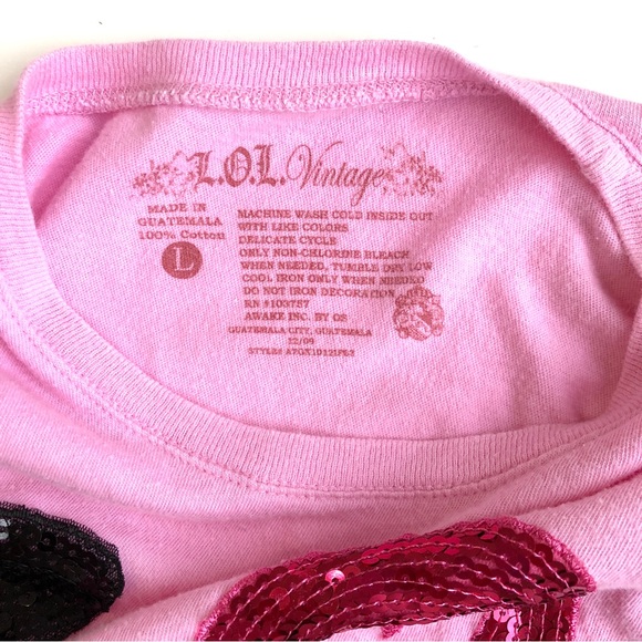 L.O.L.Vintage Sequin LOVE Valentine’s Tee Girls Large T-Shirt - Picture 4 of 4